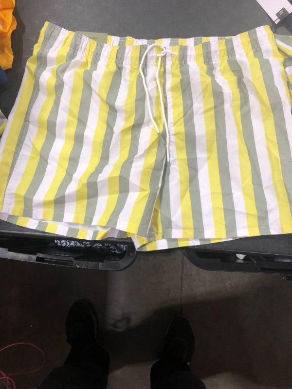 Photo 1 of GOODFELLOW YELLOW STRIPED SWIM TRUNKS XL