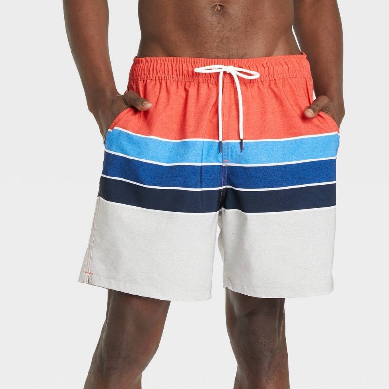 Photo 1 of Men's 7" Stripe Swim Trunk with Boxer Brief Iner - Goodfeow & Co™ LARGE
