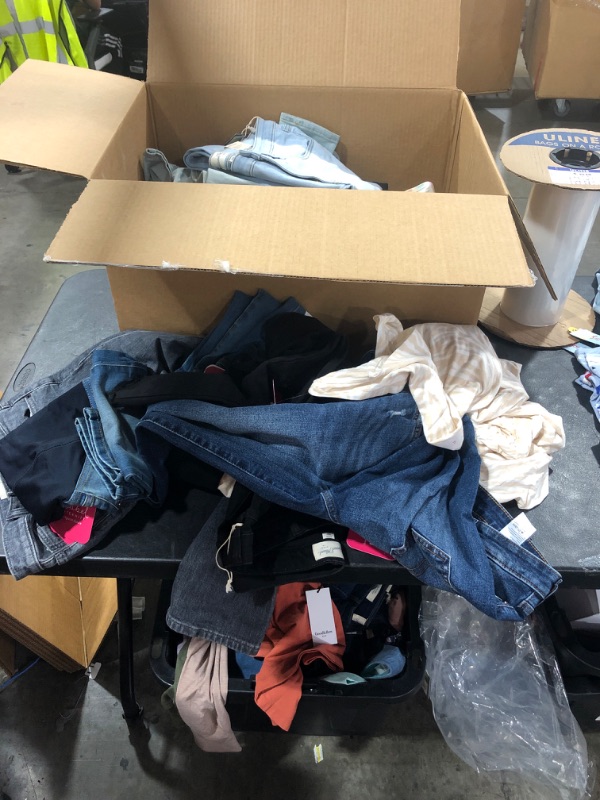 Photo 2 of BOX OF MISC CLOTHES OF VARIOUS SIZES STYLES AND COLORS