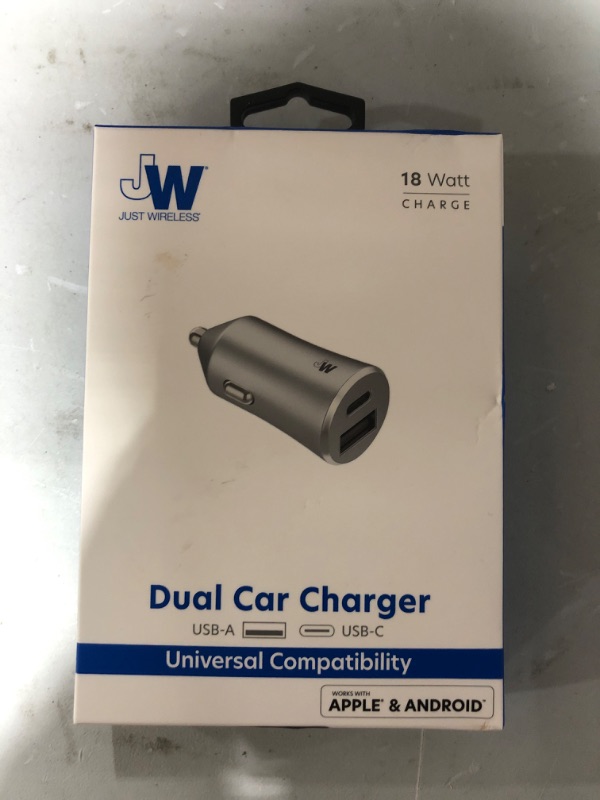 Photo 2 of Just Wireless 3.4A Dual Port USB-A and USB-C Car Charger - Gray


