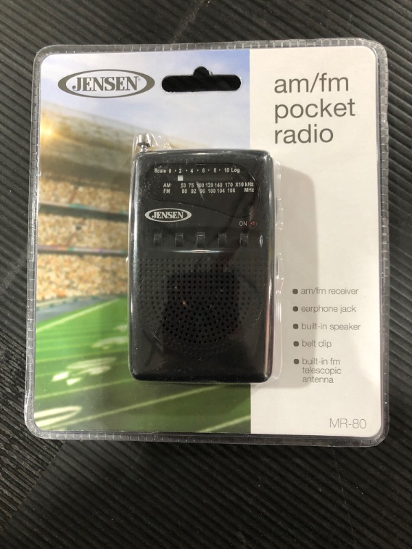 Photo 2 of Jensen MR-80 AM/FM Portable Pocket Radio - Black