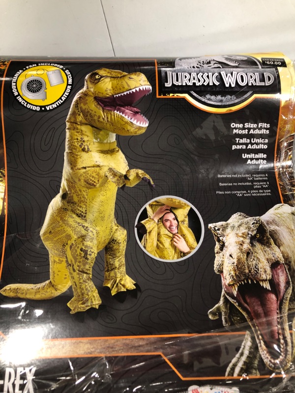 Photo 1 of Adult Jurassic World T-Rex Inflatable Halloween Costume One Size **unable to test**

