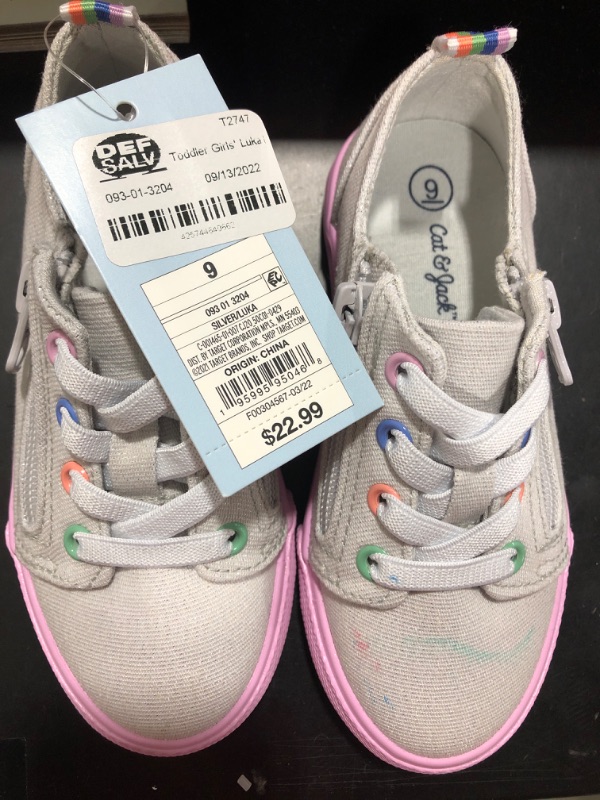 Photo 1 of Toddler Girls' Luka Double Zipper Sneakers - Cat & Jack™ Silver size 9 



