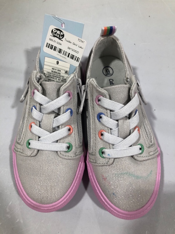 Photo 2 of Toddler Girls' Luka Double Zipper Sneakers - Cat & Jack™ Silver size 9 



