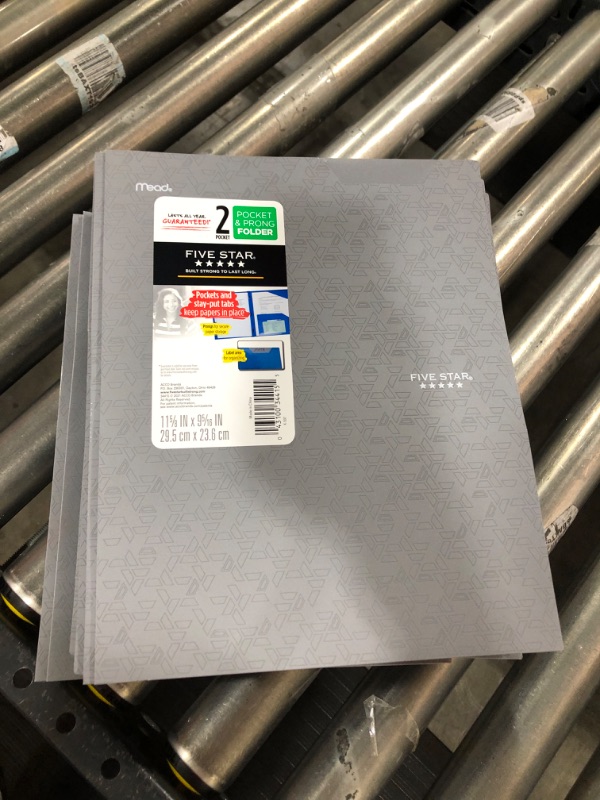 Photo 2 of 24 pack of Five Star 2 Pocket Plastic Folder with Prongs Gray