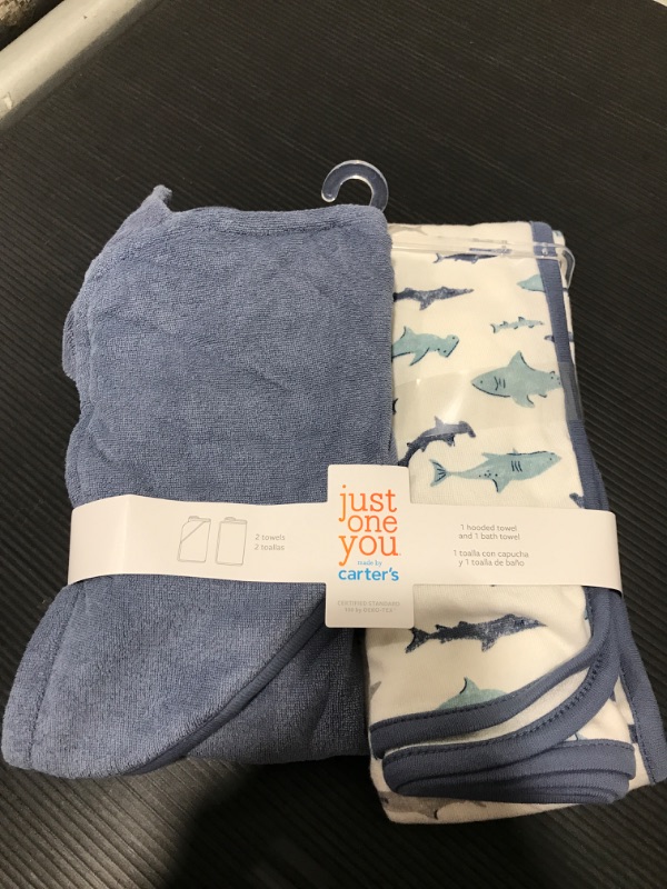 Photo 2 of Baby Boys' Shark Hooded Bath Towel - Just One You® Made by Carter's White
