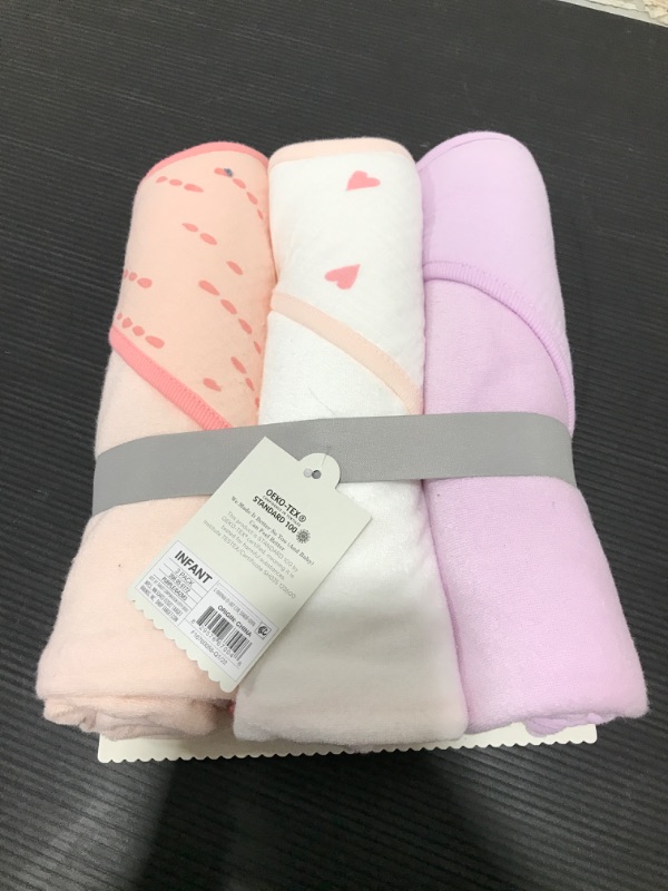 Photo 2 of Baby Girls' Basic Muslin Hooded Towel - Cloud Island™ Purple/White/Peach
