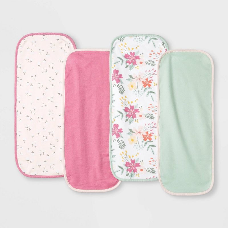 Photo 1 of Baby Girls' 4pk Meadow Burp Cloth - Cloud Island™ White
