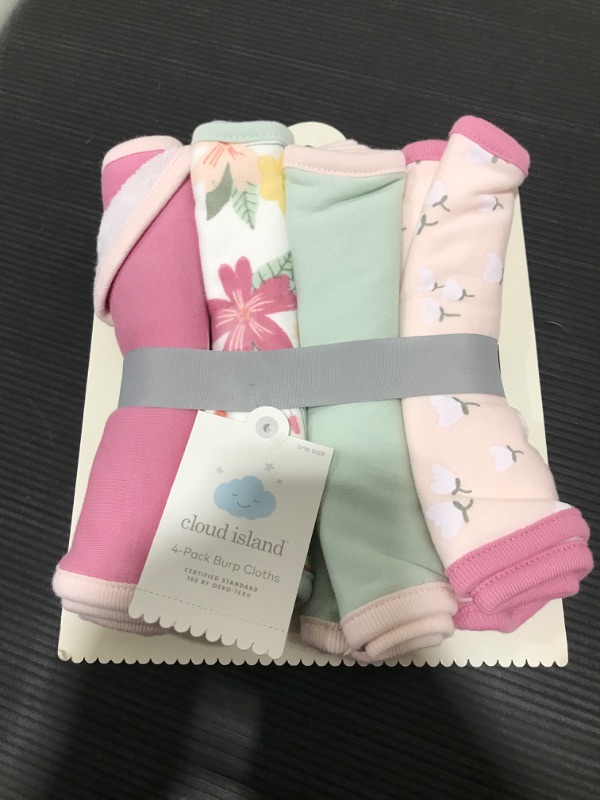 Photo 2 of Baby Girls' 4pk Meadow Burp Cloth - Cloud Island™ White
