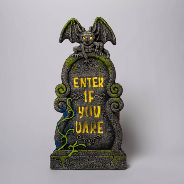 Photo 1 of 36" Lit Enter if You Dare Halloween Decorative Tombstone - Hyde & EEK! Boutique