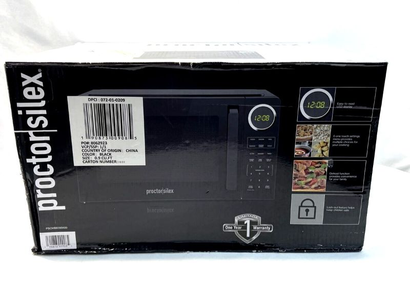 Photo 1 of Proctor Silex 0.9 Cu Ft 900 Watt Power 11 Power Levels Microwave Oven Black New
