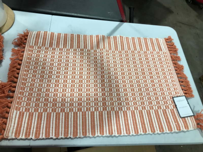 Photo 2 of 34 X 20 Variegated Stripe Rug Light Orange - Threshold
