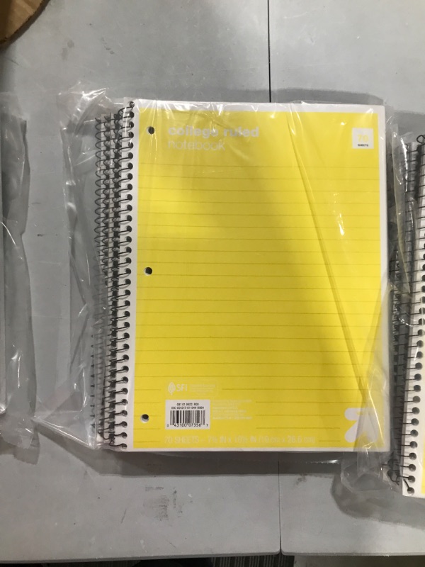 Photo 2 of College Ruled Yellow 1 Subject Flexible Paperboard Cover Spiral Notebook - up & up 5 PACK
