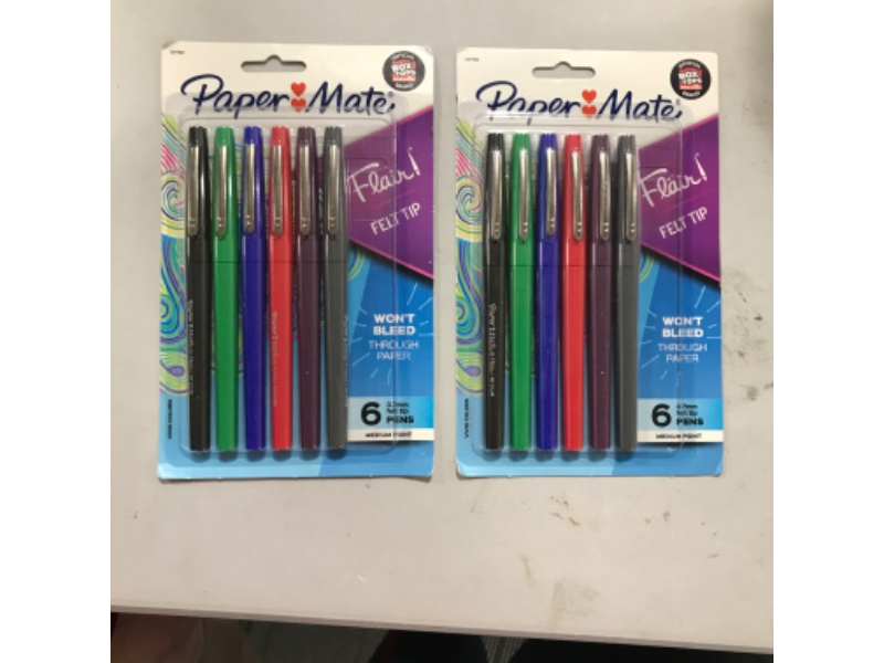 Photo 2 of Paper Mate Flair 6pk Felt Pens 0.7mm Medium Tip Multicolored BUNDLE OF 2