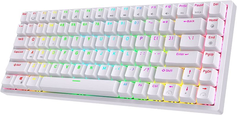 Photo 1 of RK ROYAL KLUDGE RK84 RGB 75% Triple Mode BT5.0/2.4G/USB-C Hot Swappable Mechanical Keyboard, 84 Keys Wireless Bluetooth Gaming Keyboard, Clicky Blue Switch,  
color switch unknown
