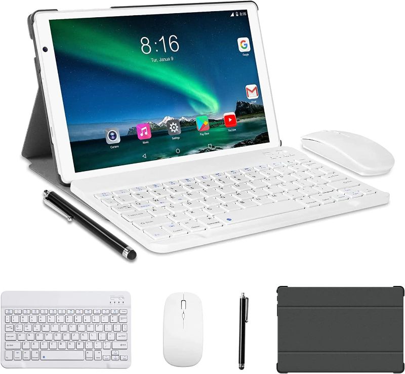 Photo 1 of Tablet 10 inch Octa Core -TOSCIDO Tablet Android, 1080P FHD IPS,4GB RAM,64GB ROM,13M&5M Camera,5G Wi-Fi,Bluetooth 5.0,GPS,Type-C,Include Bluetooth Keyboard,Mouse,Tablet Case and More - Silver
