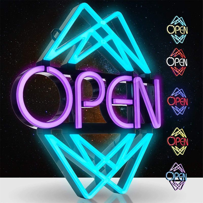 Photo 1 of Open Sign - 49 Color Combinations - Neon LED Open Sign for Business Window -