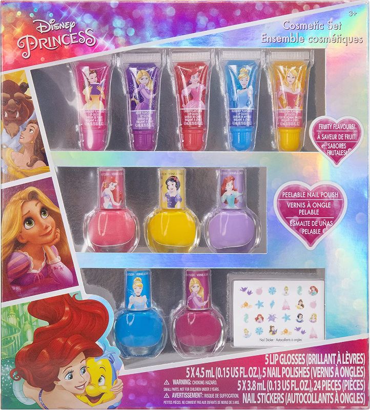 Photo 1 of Disney Princess - Townley Girl Sparkly Cosmetic Makeup Set for Girls with Lip Gloss Nail Polish Nail Stickers - 11 Pcs|Perfect for Parties Sleepovers Makeovers
