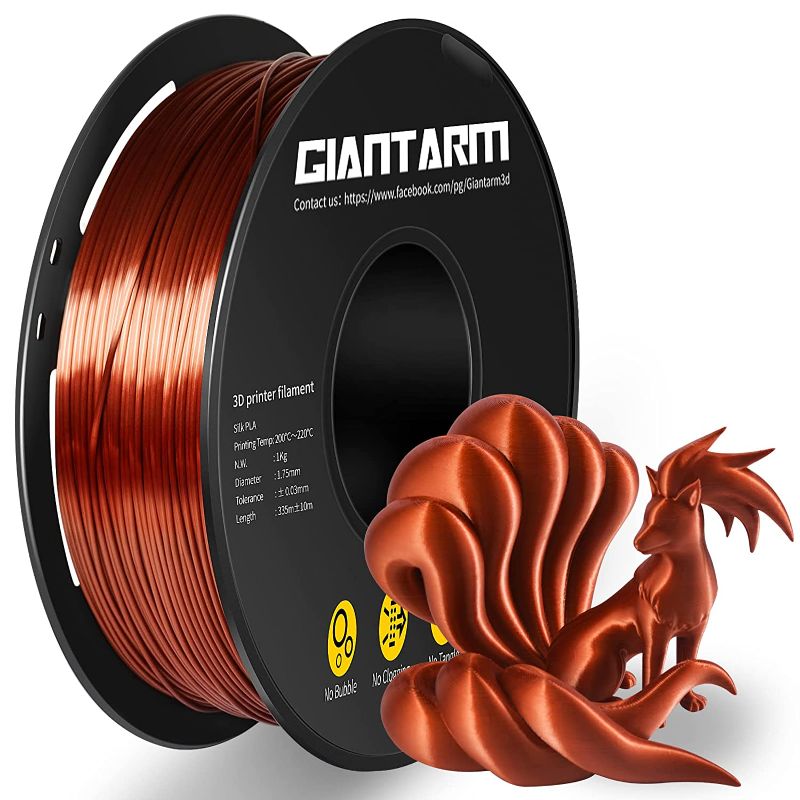 Photo 1 of GIANTARM 3D Printer Filament, Silk Copper Pla Filament, 1Kg(2.2lbs) Spool, 1.75mm Dimension Accuracy +/- 0.03mm, 3D Printing Filament

