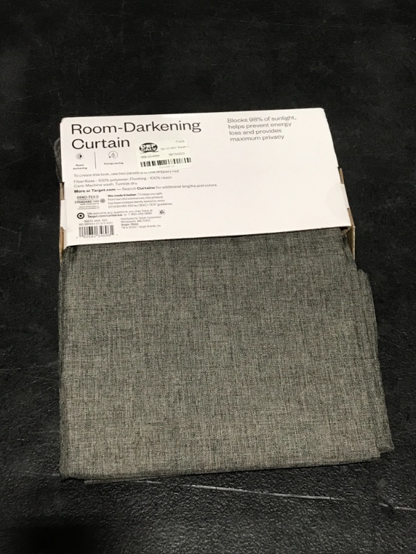 Photo 3 of 63"x42" Heathered Thermal Room Darkening Curtain Panel Dark Gray - Room Essentials™