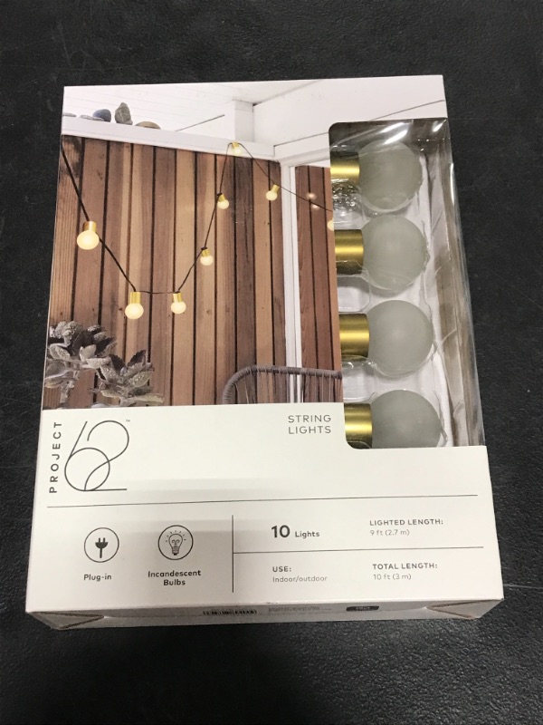Photo 2 of 10ct Incandescent Outdoor String Lights G40 Frosted White Bulbs - Project 62