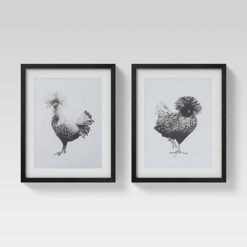 Photo 1 of (Set of 2) 16" X 20" Chickens Framed Wall Art - Threshold™
