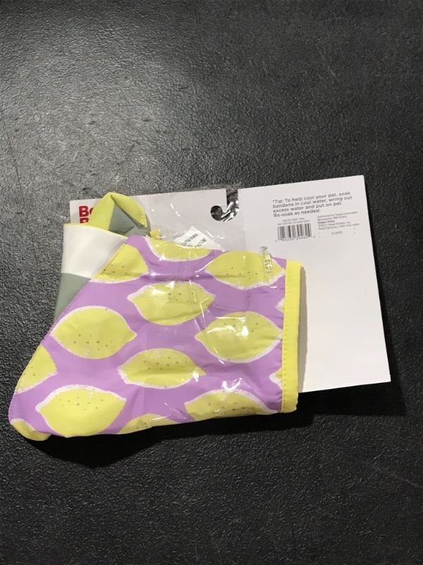 Photo 2 of Cooling Lemon/Stripe Collar Slide Dog Bandana -  Size One Size 