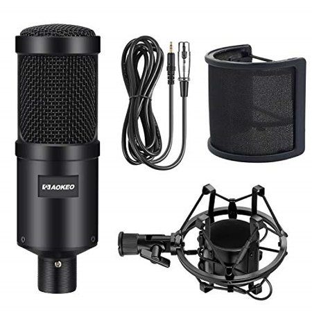 Photo 1 of Aokeo Ak-60 Professional Condenser Microphone Music Studio Mic Podcast Recording Microphone Kit with Stand Shock Mount for Pc Laptop Computer Broadca
