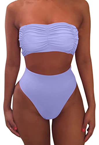 Photo 1 of XUNYU Womens High Waisted Bikini Sets Bandeau Tops Tummy Control Bathing Suit Two Piece Padded Swimsuits Push Up Swimwear
SIZE M 