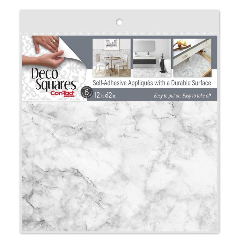 Photo 1 of ConTact DecoSquares 6pk Adhesive Tiles - Carrara Marble