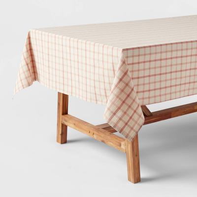 Photo 1 of 84 X 60 Cotton Plaid Tablecloth Beige - Threshold
