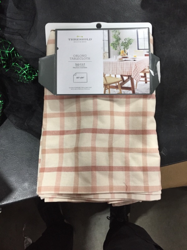 Photo 2 of 84 X 60 Cotton Plaid Tablecloth Beige - Threshold
