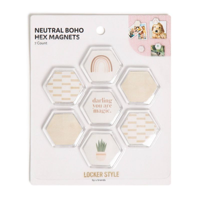 Photo 1 of 7pk Locker Hex Magnets Neutral Boho - U Brands 2PK