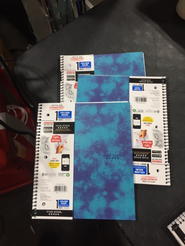 Photo 2 of Five Star 1 Subject College Ruled Spiral Notebook Blue 3PK
