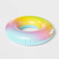 Photo 1 of Inflatable Swim Tube Colorful Ombré 33” Round Rainbow Float Handles
