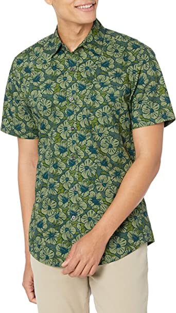 Photo 1 of Amazon Essentials Men's Slim-Fit Short-Sleeve Print Shirt
size xl