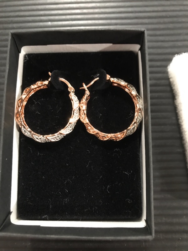 Photo 2 of 18K Rose Gold Vermeil Hoop Earrings with Chain design