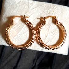 Photo 1 of 18K Rose Gold Vermeil Hoop Earrings with Chain design