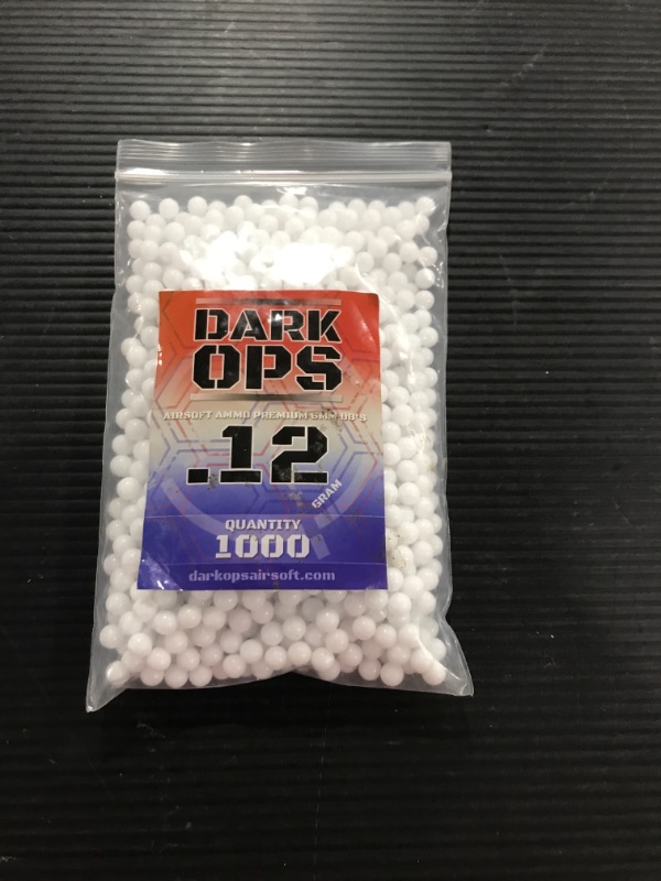 Photo 1 of 1000 Dark Ops Airsoft Bbs .12g 6mm Perfect Spherical Sniper Rifle Pistol Ammo