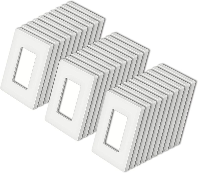 Photo 1 of [30 Pack] BESTTEN 1-Gang Screwless Wall Plate, USWP4 White Series, Decorator Outlet Cover, H4.69” x W2.91”, for Light Switch, Dimmer, USB, GFCI, Receptacle
