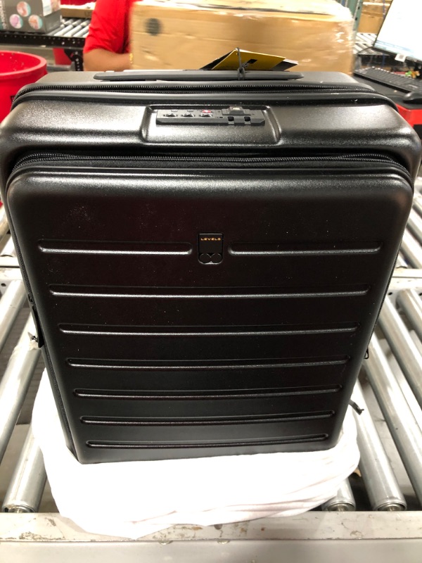 Photo 2 of LEVEL8 Carry On Suitcases 20in Hardside Spinner Luggage with Front Pocket Lock Cover (Black