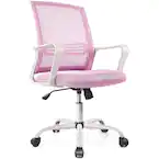 Photo 1 of Ergonomic Pink Mesh Chair Executive Home Office Chairs with Lumbar Support Armrest Rolling Swivel Adjustable Mid Back