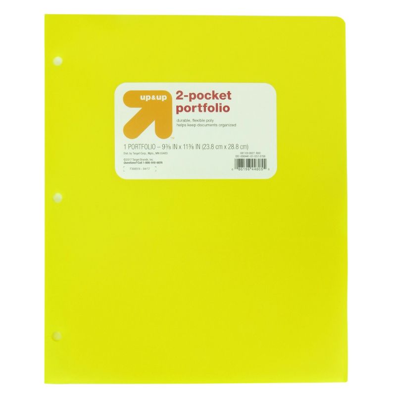 Photo 1 of 10- 2 Pocket Plastic Folder Yellow - up&up