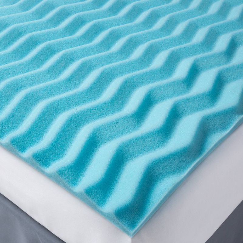 Photo 1 of 1.5" Reversible Wave Memory Foam Mattress Topper - Made by Design
