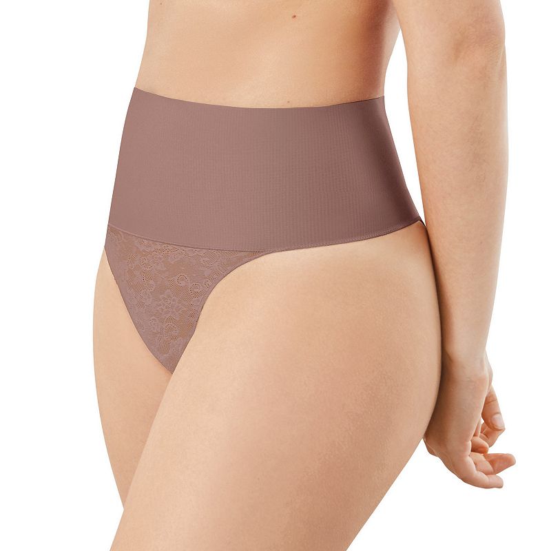 Photo 1 of Women's Maidenform Tame Your Tummy Lace Thong DM0049, Size: Small, Lt Brown
