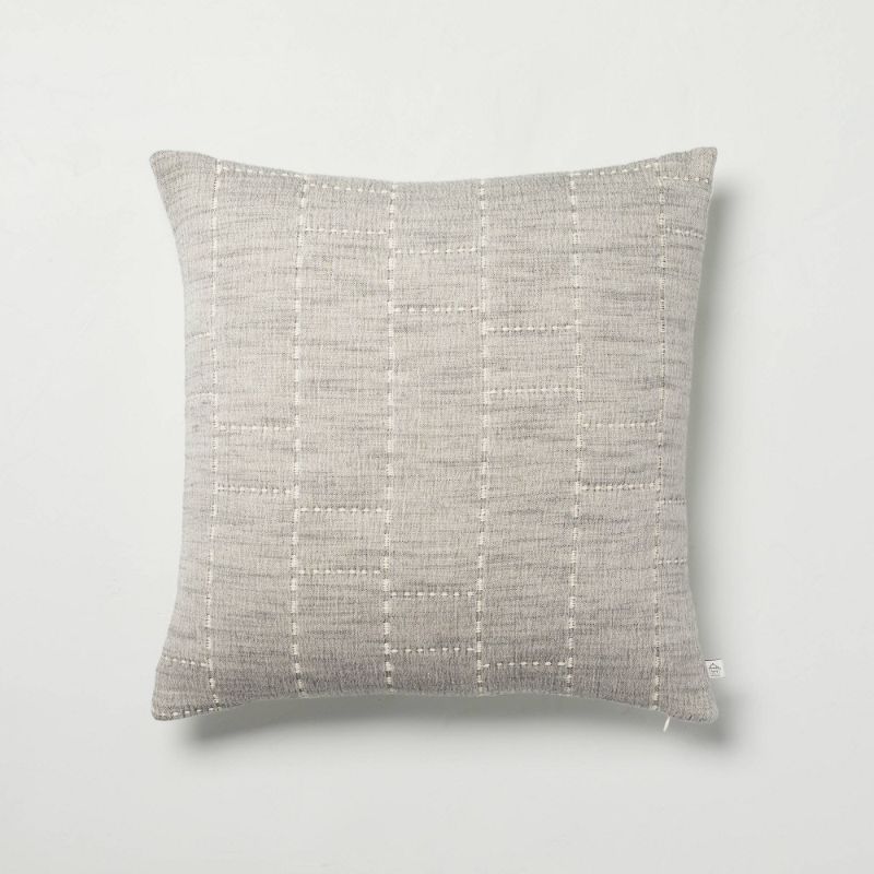 Photo 1 of 18" X 18" Heathered Off-Set Stripe Square Bed Pillow - Hearth & Hand™ with Magnolia. 2 PILLOWS IN PACK
