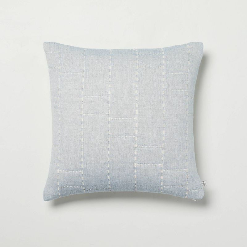 Photo 1 of 18" X 18" Heathered Off-Set Stripe Square Bed Pillow - Hearth & Hand™ with Magnolia. 2 pillows
