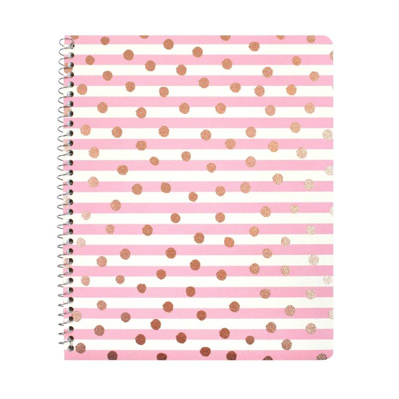 Photo 1 of PACK OF 6 College Ruled 1 Subject Spiral Notebook Confetti Pink Stripes/Dots - Greenroom
