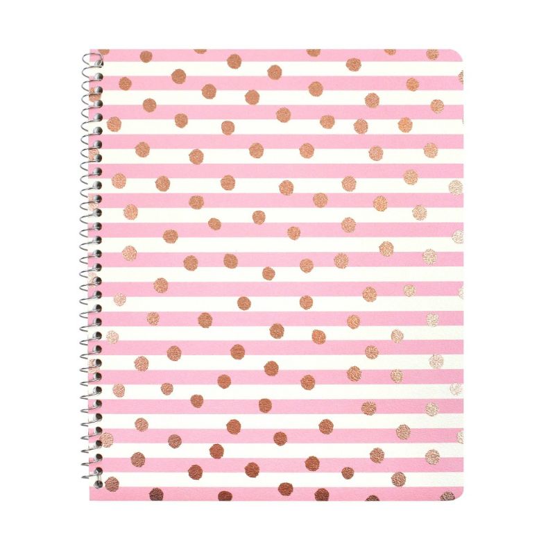 Photo 1 of Pack of 6 College Ruled 1 Subject Spiral Notebook Confetti Pink Stripes/Dots - Greenroom
