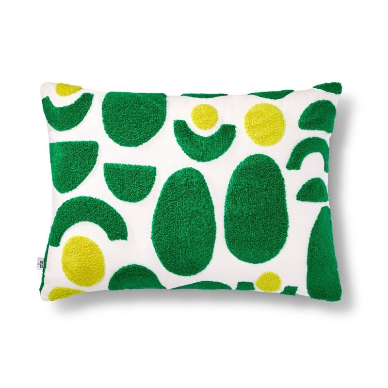 Photo 1 of 14"x20" Avocado and Striped Lumbar Decorative Pillow Green - Tabitha Brown for Target
